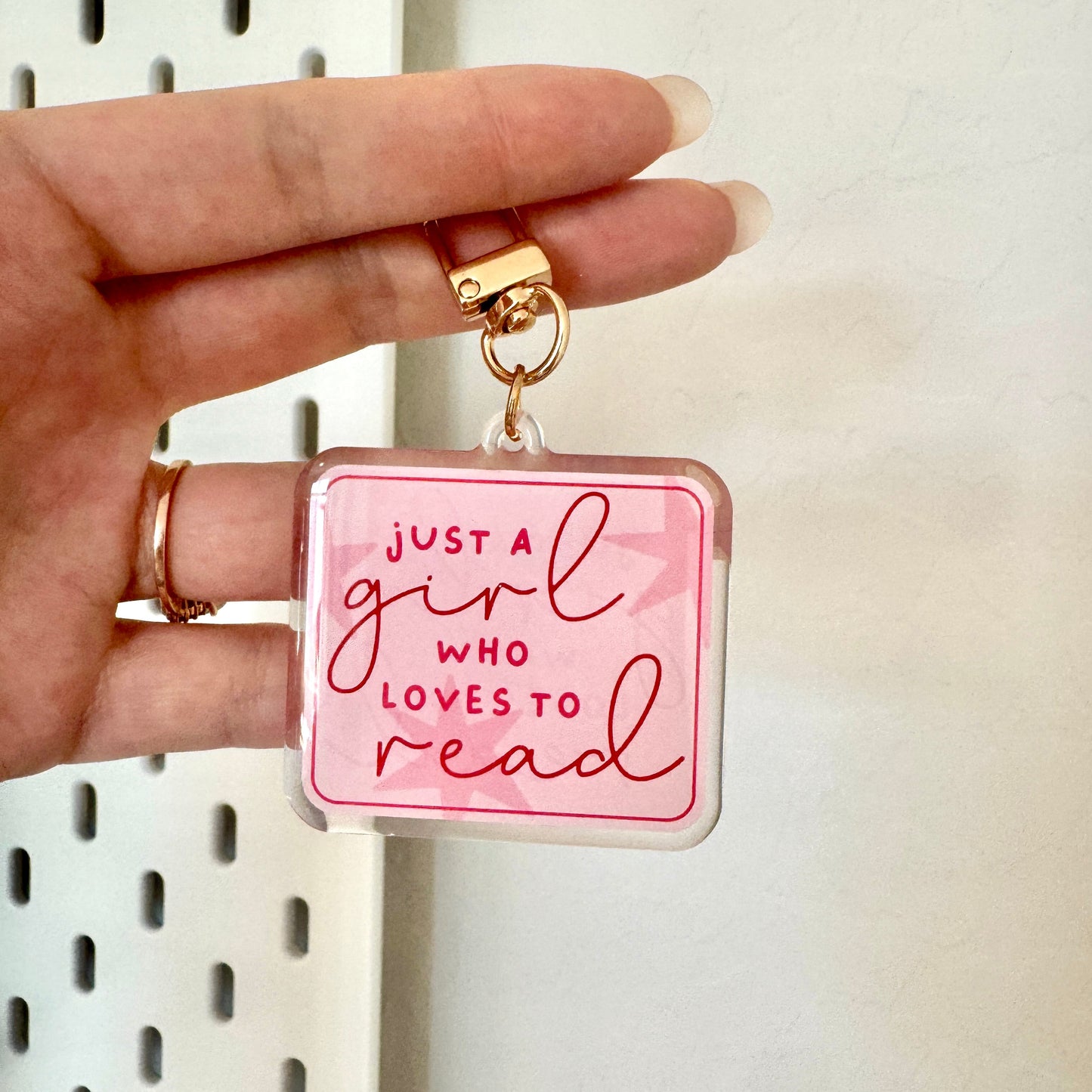 Just a Girl Who Loves to Read Keychain - Blue