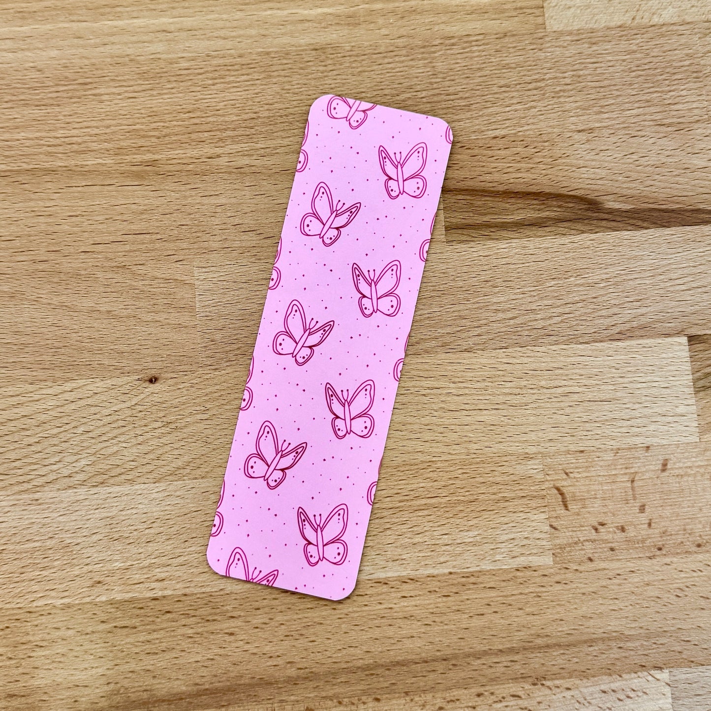 Paper Bookmark - Sketchy Butterfly Pattern - Pink