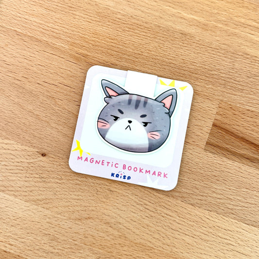 Magnetic Bookmark - Grumpy Grey Cat