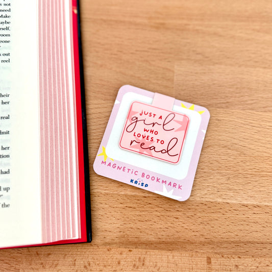 Magnetic Bookmark - Just a Girl who Loves to Read - Pink