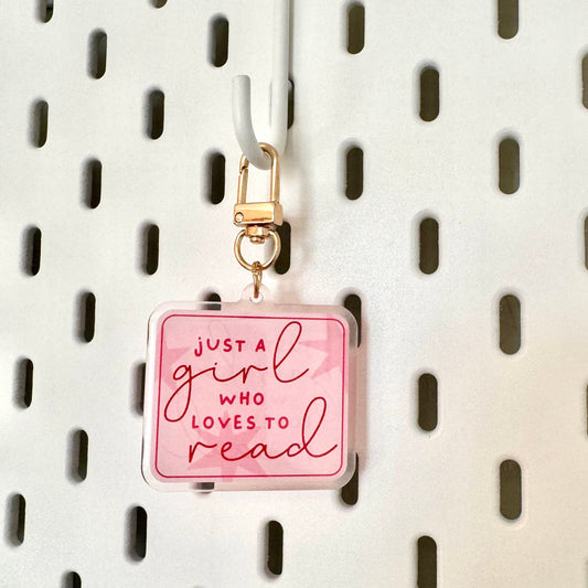 Just a Girl Who Loves to Read Keychain - Blue