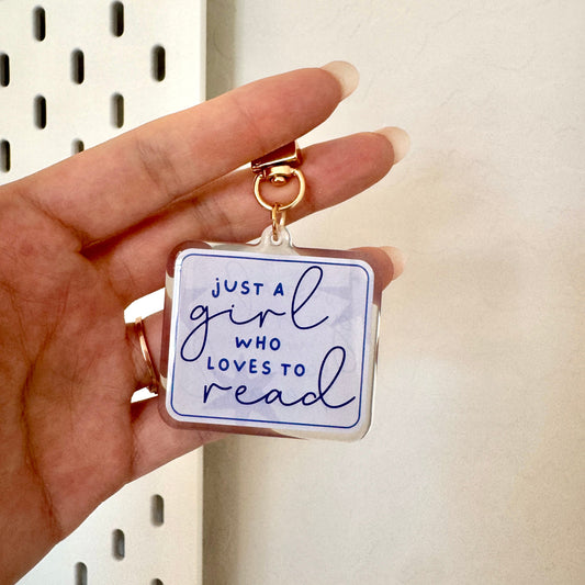 Just a Girl Who Loves to Read Keychain - Pink