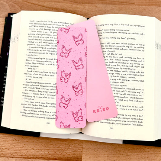 Paper Bookmark - Sketchy Butterfly Pattern - Pink