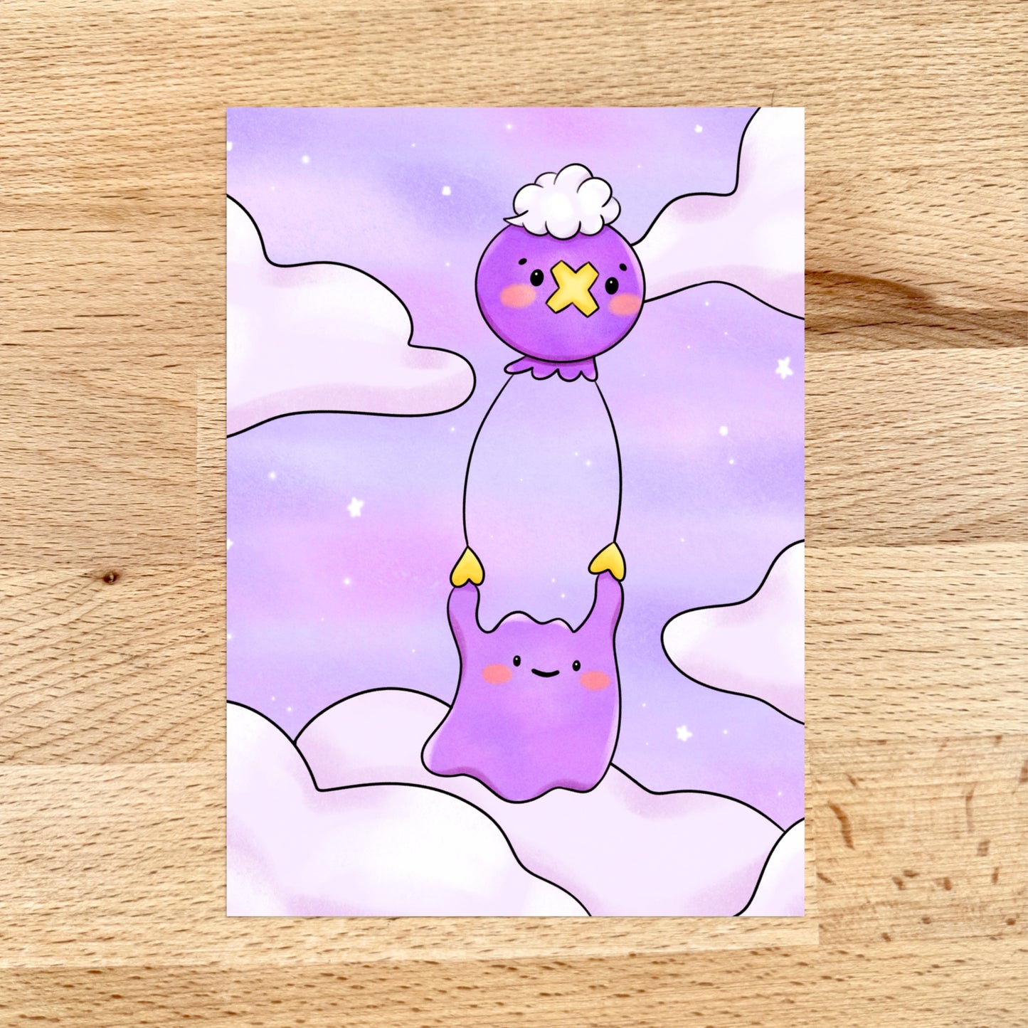 Drifloon Ditto Pokopia Mini Print (5x7)